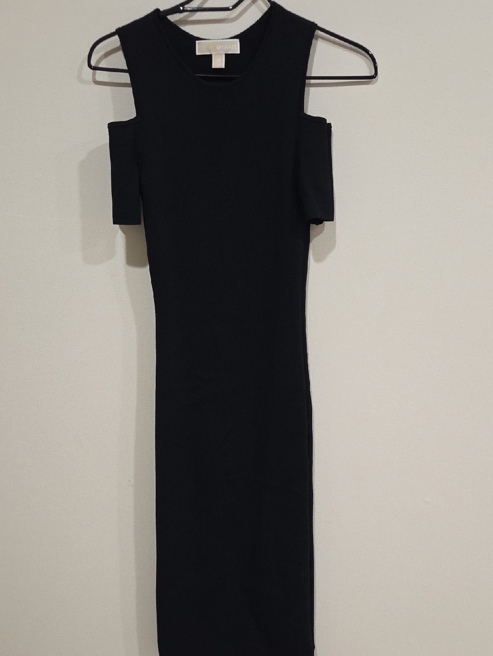 Michael Kors Black Cold-Shoulder Midi Dress